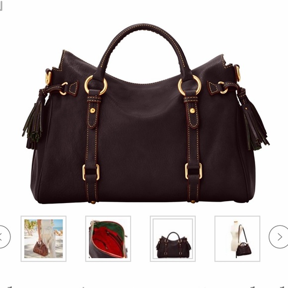 Dooney & Bourke Florentine Large Leather Satchel Dark Brown - Picture 3 of 15